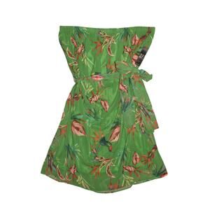 SWEAT PEA NEW $80 New York & Company Stacy Frati Green Strapless Floral Dress XL